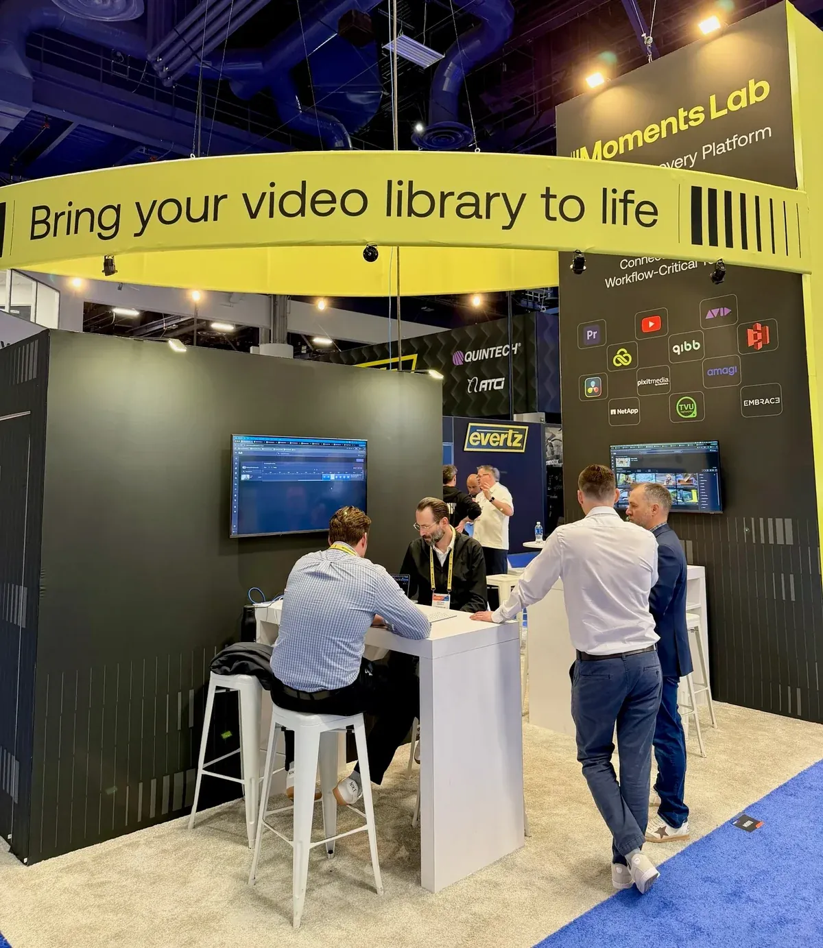 Meetings on the moments lab stand at NAB Show Las Vegas 2026
